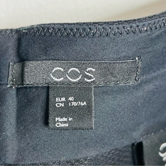 COS Black Knit Textured Cotton-Blend Straight Leg Trousers 40 - Picture 6 of 8